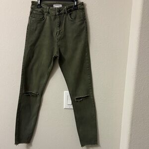 Zara Olive Green Skinny Jeans